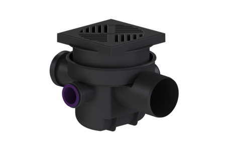Basement drain DN 100, Black grating, Class K 3
