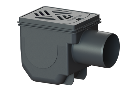 Basement drain DN 100, Black grating, 150 x 190 mm