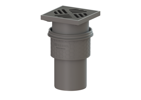 Practicus Basement Drain DN 100, Black Grating, Vertical Outlet